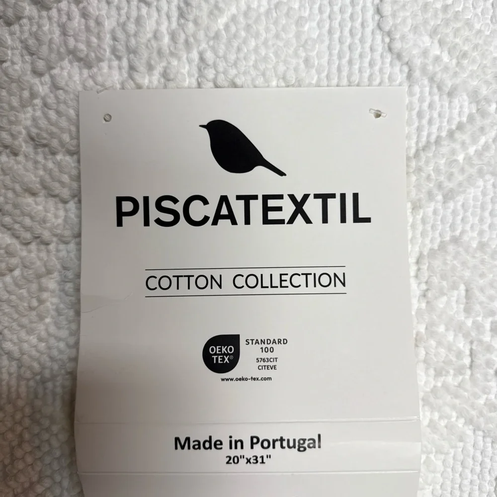 Piscatextile Bath Rug COTTON OEKO-TEX White 20 X31” Made In Portugal NWT